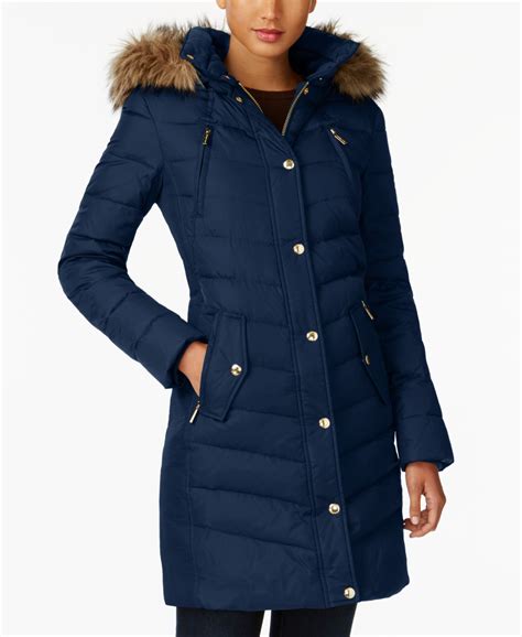 michael michael kors hooded faux fur trim down puffer coat|32 degrees quilted down packable puffer coat.